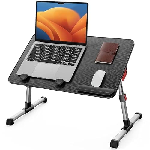 SAIJI Laptop Bed Tray Table, Adjustable Home Office Standing Desk Portable Lightweight Foldable Lap Desk for Sofa Couch Floor Working Studying Reading Writing Eating,Fit Up to 17" Laptop(Large,Black) - Image 1