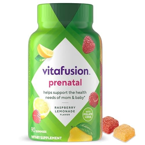 vitafusion PreNatal Gummy Vitamins, Raspberry Lemonade Flavor, Prenatal Vitamin Supplement for Women with Folate and DHA, 45 Day Supply, 90 Count - Image 1