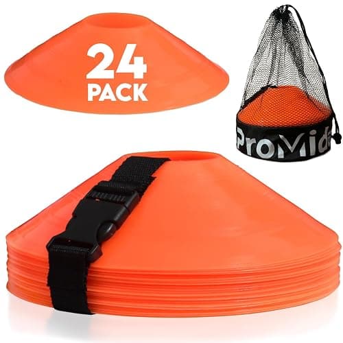 Disc Soccer Cones for Training Kids with Mesh Bag & Strap - Small Plastic Cones for Sports Training - Flexible Conos for Soccer Practice Equipment, Basketball & Football Drills Equipment - Image 1