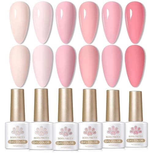 Born Pretty Nude Pink Gel Nail Polish Netural Gel Polish Spring Summer Valentine's Day Nail Art Manicure Collection 6PCS - Image 1