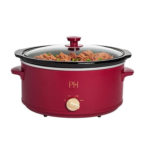 Paris Hilton 6-Quart Manual Slow Cooker, Features Three Settings (Low, High, Warm), Naturally Nonstick and Dishwasher Safe Stoneware Insert, Family Sized Capacity, Berry - Image 1