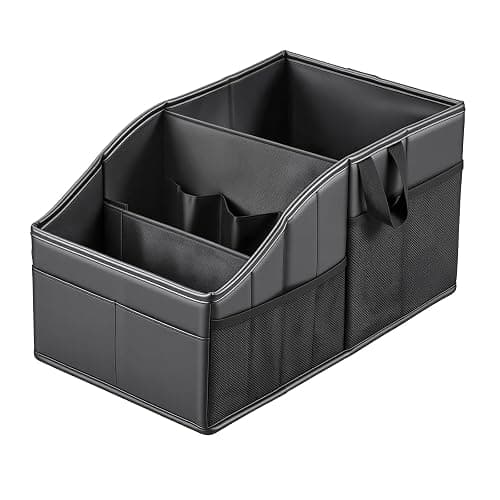 WHHMK Sturdy Leather Car Storage Support Up to 33 LB of Weight, Black | Car Backseat Organizers, Front Seat Organizer, Floor Organizer and Storage Used for SUV Truck Toy Snack Water Bottle Holder - Image 1