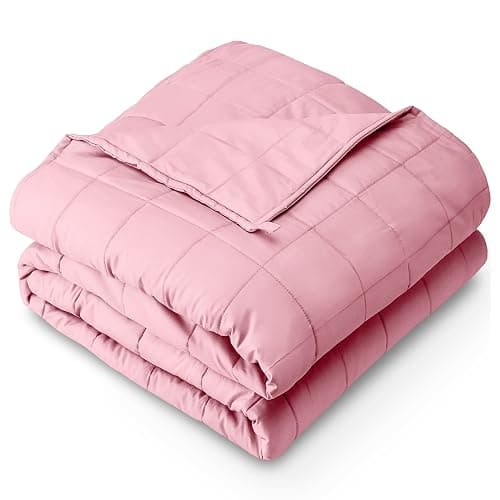 Bare Home Weighted Blanket Queen Size 17lbs (60" x 80") for Adults - All-Natural 100% Cotton - Premium Heavy Blanket Nontoxic Glass Beads (Cotton Light Pink, 60"x80") - Image 1
