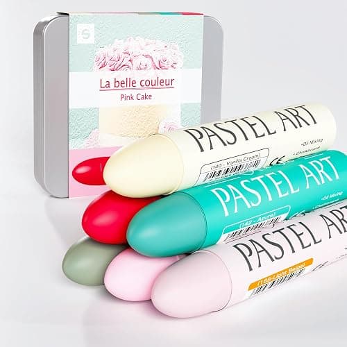 6 Pack Jumbo Oil Pastels Set (14 x 84 mm), Soft Oil Pastels with Vibrant Colors, Great Blending and Layering, Pastel Crayons for Professional Artists and Hobbyists, Pink Cake - Image 1