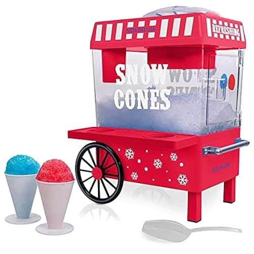 Nostalgia Vintage Countertop Snow Cone Machine - Slushie Machine - Shaved Ice Machine and Crushed Ice Maker - Makes 20 Icy Treats, Includes 2 Reusable Plastic Cups & Ice Scoop – Red - Red - Image 1
