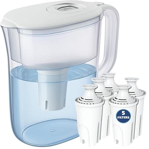 10-Cup Water Filter Pitcher with 5 Replacements & Electronic Change Reminder - Compatible Brita Water Pitcher Brita Filter Replacement - Image 1