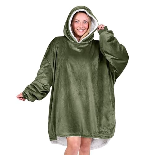 Bare Home Wearable Blanket Hoodie - Soft Plush Sherpa - Warm and Cozy - Oversized Wearable Blanket - Adult & Kid Sizes - Image 1