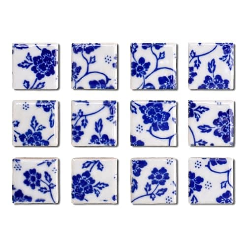 12 Pcs of Blue and White Porcelain Mosaic Refrigerator Magnets,Floral Pattern,for Photos and Notes on Offices, Kitchens Storage Cabinets Refrigerators Storage Cabinets and Whiteboards 11# - Image 1
