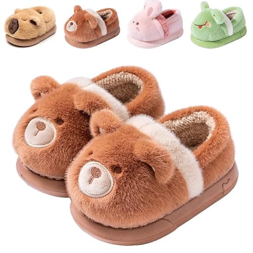Drecage Toddler Kids Slippers Girls Boys House Shoes Winter Slippers Plush Warm Soft with Cute Cartoon Design Indoor Shoes - Image 1