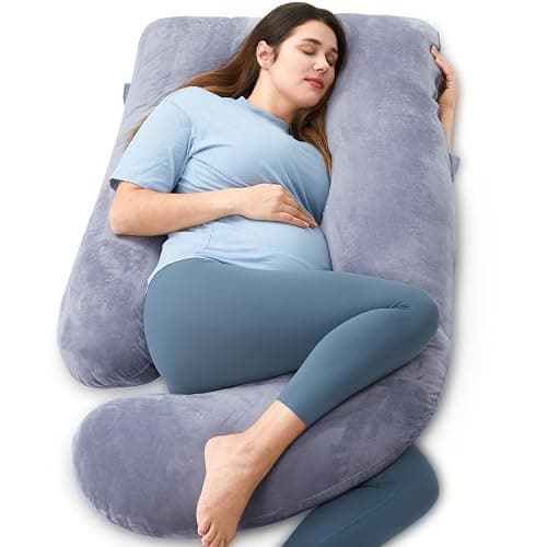 Momcozy Pregnancy Pillows for Sleeping, U Shaped Full Body Maternity Pillow with Removable Cover - Support for Back, Legs, Belly, HIPS for Pregnant Women, 57 Inch Pregnancy Pillow for Women, Grey - Image 1