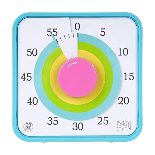 TWENTY5 SEVEN Countdown Timer 7.5 inch; 60 Minute 1 Hour Visual Timer – Classroom Teaching Tool Office Meeting, Mechanical Countdown Clock for Kids Exam Time Management Magnetic, Macaron Sky Blue - Image 1