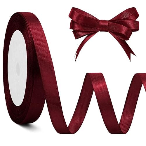 Burgundy Ribbon 10mm Wine Red Ribbons for Christmas Tree | Burgundy Red Christmas Ribbons Gift Ribon Thin Dark Wine Red Xmas Hair Ribon For Women Cake Wedding Car - Image 1