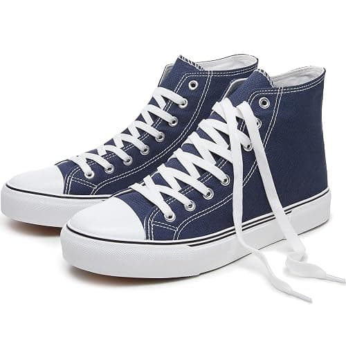 hash bubbie Unisex Fashion High top Sneakers Womens Classic High Tops Canvas Shoes Casual Tennis Shoes for Men - 13 Women/11 Men - Navy - Image 1
