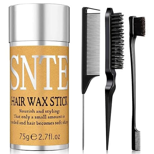 Slick Back Hair Brush & Hair Wax Stick Set - Frizz Control & Flyaway Smoothing - Sleek Ponytails, Buns, Edges - Styling Cream/Gel/Balm/Pomade Stick for Women - Styling Accessories for Girls & Kids - Image 1