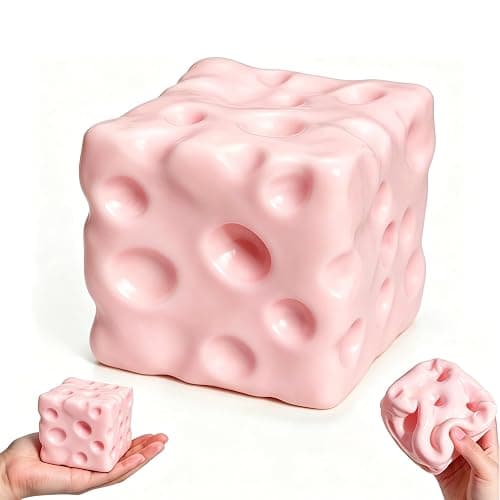 Pink Cheese Squishy - Squeeze Luck Cheese Squishy Skin Soft , Soft Novelty Slow Rising Sensory Cheese Stress & Relief Fidget Toys (Pink-1pcs, M-2.36inch) - Image 1