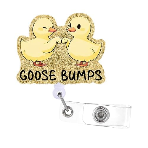 Badge Reels Holder Retractable, ID Card with Alligator Clip for Nurse Name CNA, Funny Badge Reel, Student ID Badge Clip Cute Cartoon Nursing Doctor Teacher Medical Work Decorative Gift (Goose Bumps) - Image 1