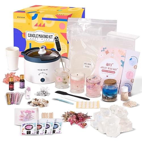 DIY Jelly Wax Candle Making Kit with Jars - Complete Transparent Gel Candle Maker Kit, Ocean Theme Gel Kit & Floral Jelly Wax Set, Includes Dried Flowers, Shells & Essential Oils - Image 1