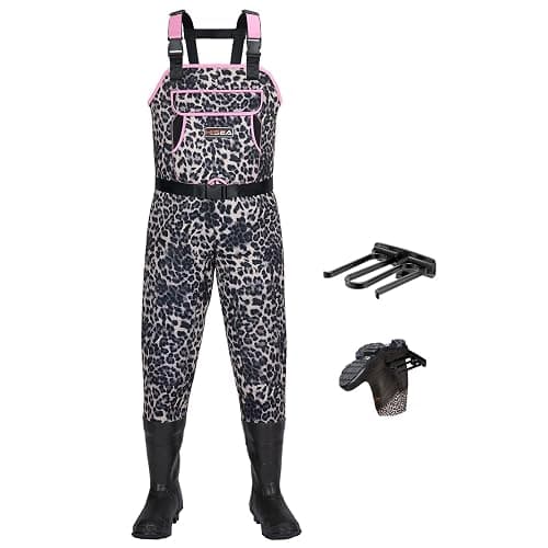 HISEA Womens Chest Waders, 4.5mm Neoprene Leopard Hunting Wader for Women with Insulated Boots, Waterproof Fishing Waders - Image 1