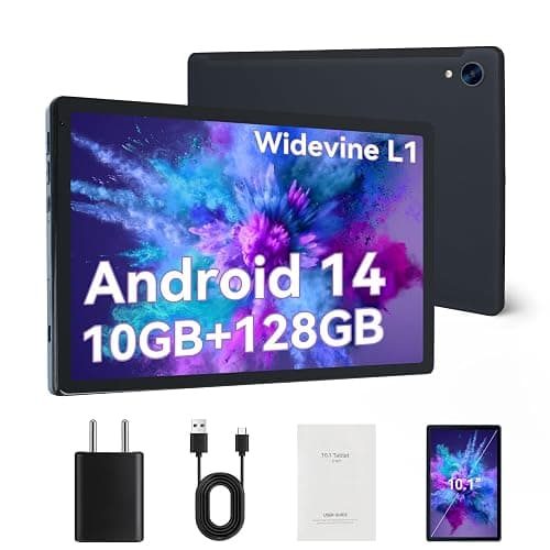 HiGrace 10 inch Tablet, Android 14 Tablet Octa Core Processor, 10GB+128GB/1 TB Expansion, 1280x800 HD IPS Display, Wi-Fi 6, Dual Camera, 5000mAh Powerful Performance Tablet – Black - Black-10+128gb/1tb - Image 1
