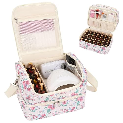 CUBETASTIC Nail Polish Organizer, Nail Supplies Storage Case Holds 45 Bottles Nail Polish & Nail Lamp, Travel Nail Tech Carrying Bag, Nail Kit Bag For Nail Stuff & Manicure Tools - Image 1