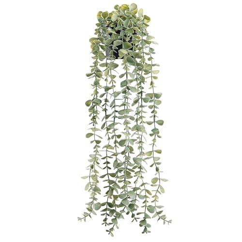 Der Rose 1Pcs Fake Plants Hanging Artificial Potted Faux Eucalyptus Plants for Modern Boho Farmhouse Bathroom Office Desk Wall Book Shelf Living Room Aesthetic Decor Indoor - Image 1
