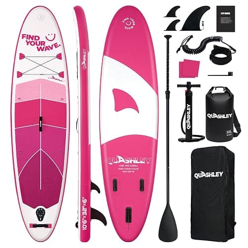 Quashley Inflatable Stand Up Paddle Board,Inflatable Paddleboards 32/34 Inch Wide,All Around SUP for Beginners with Lightweight Paddle,Hand Pump,Backpack,Leash,Durable & Portable iSUP Board - Image 1