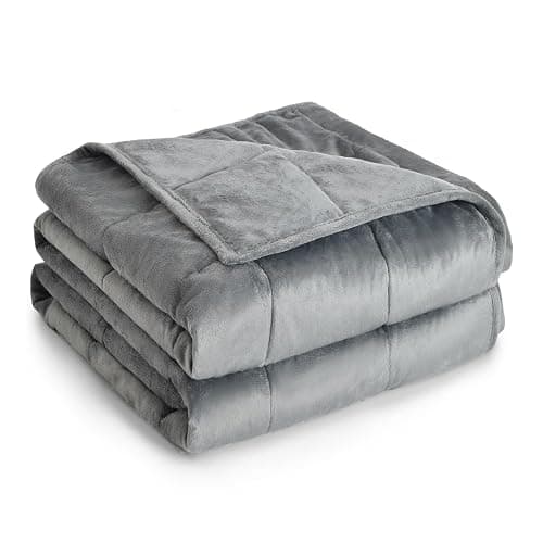 Topblan Weighted Blanket Twin Size 12lbs, Adult Weighted Blankets with Soft Warm Fabric for Sleeping and Calming, Adult Heavy Blanket for Sofa Bed, Grey, 48 x 72 inches - Image 1