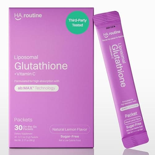 Haroutine Liposomal Glutathione Powder, 125mg L-Glutathione Sugar-Free Flavored Packets, 100mg Vitamin C, Powerful Antioxidant Supplement for Skin, Beauty Health & Detox Support, 30 Packets - Lemon - Image 1