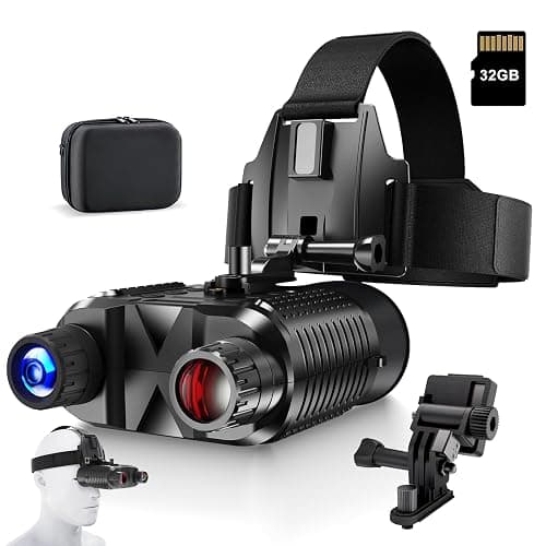 Night Vision Goggles,Rechargeable Night Vision Binoculars for Adults,2.7"Large Screen can Save1080P Video and12M Photo,Compatible with Fast MICH Helmet,Include 32GB SD Card &night vision goggles mount - Ink black - Image 1