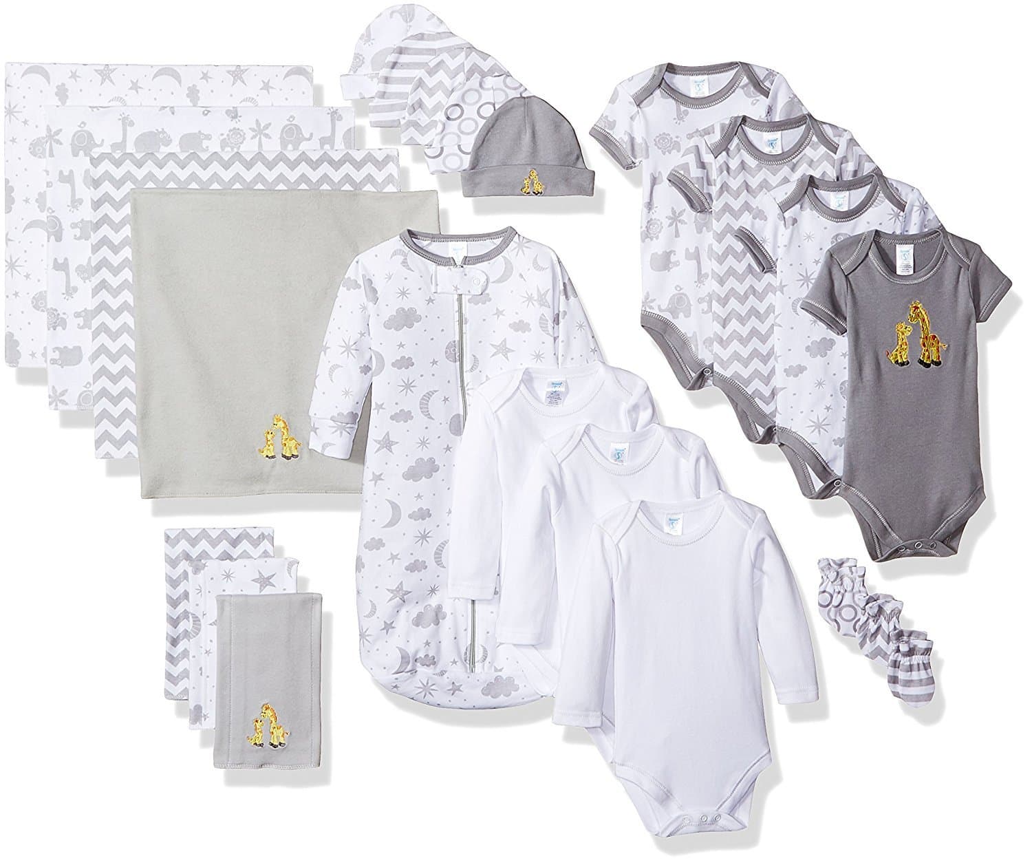 Spasilk Baby Essential - Juego de 23 Piezas para recién Nacidos y bebés, 0-6 Meses - gris, (Grey Celestial) - Image 1