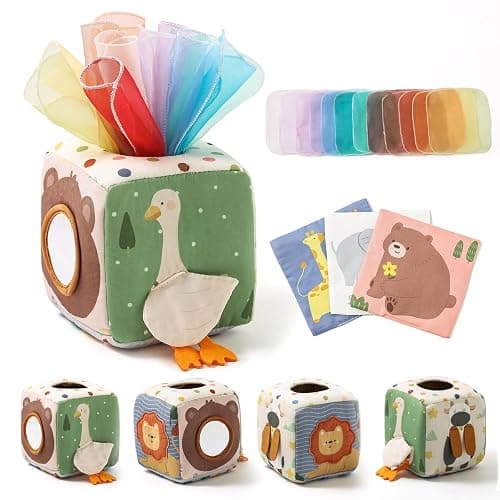 Youuys Baby Tissue Box Toy for Babies 6-12 Months, Montessori Sensory Toys for 1 Year Old Boy, Infant Toy with Crinkle Tissues & Fine Motor, for 6 9 12 18 Months Old Kids 1st Birthday - Image 1