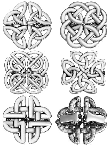 Sasylvia 5 Pcs Silver Cinch Clip Vintage Celtic Waist Cincher Clips Dress Clasp Shirt Clips Scarves Ring Retro Cardigan Sweater Cardigan Cloak Shawl Pin Tightening Brooch Gift for Women Girls Clothes - Image 1