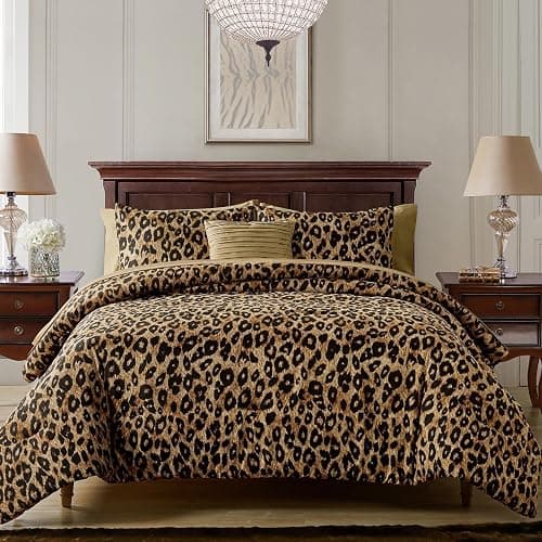 VCNY Home – Queen Bed in a Bag, Soft Bedding with Matching Comforter, Shams, Decorative Pillows & Pillowcases, Animal Print Bed Set (Cheetah Brown, 8-Piece) - Image 1