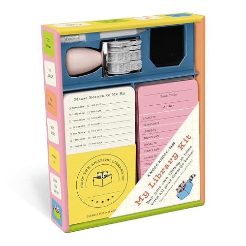 Knock Knock Kids Library Kit: 20 Card Catalog Checkout Cards, Bookplates, Date Stamp & Inkpad, 11117 - Image 1