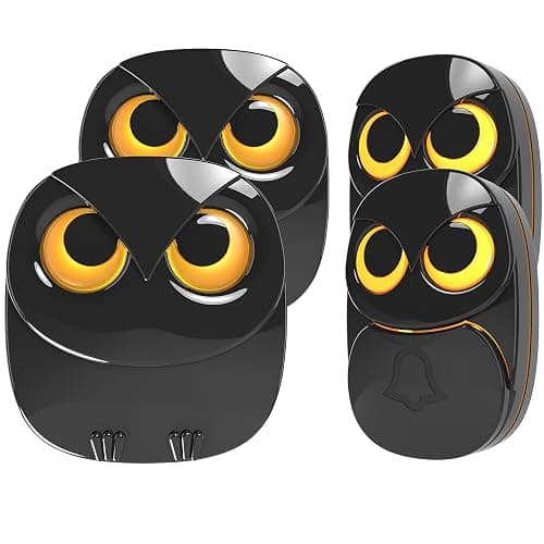 Wireless Doorbell, Cute Owl Doorbell Weatherproof IP55 Outdoor Remote Push Button- 1000 feet Long Wireless Range- 35 Classic Melodies Optional,5 Volume Levels & LED Flash-2 Receivers+2 Transmitters - Image 1