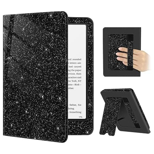 Fintie Case for 7"/6.8" Kindle Paperwhite(12th/11th Generation-2024/2021) and Kindle Colorsoft Signature Edition -Slim Foldable Stand Cover Auto Wake/Sleep for Paperwhite 2024, Glitter Black - Image 1