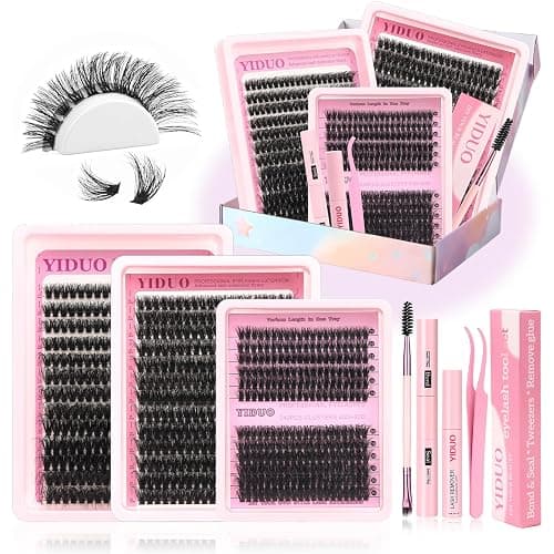 YIDUO Eyelash Extension Kit with 2X Bond&Seal 10-20mm 60D+80D+100D Volume 3D Lash Clusters Kit 3 Styles 760Pcs Wispy Natural Soft DIY Individual Lash Clusters Kit Box for Beginners - Image 1