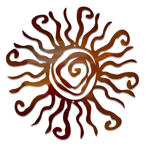 Wacky Sun Metal Wall Art Indoor/Outdoor Decor - 12" Copper Rust Proof Wall Sculpture - Made in USA - Ideal for Bedroom, Garden, Home, Patio and Farmhouse - Image 1