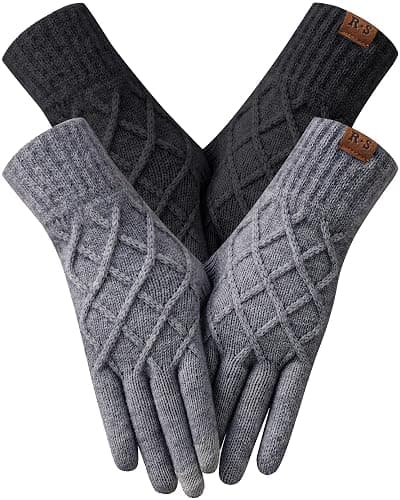 REACH STAR 2 Pairs Winter gloves for women Touch screen Elastic Thermal knit Lining Warm Gloves for Cold weather - Image 1
