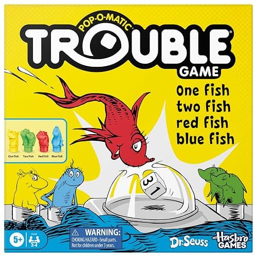Hasbro Gaming Trouble: One Fish, Two Fish, Red Fish, Blue Fish Board Game | Officially Licensed Dr. Seuss Game for Kids and Families | 2-4 Players | Ages 5+ - Image 1