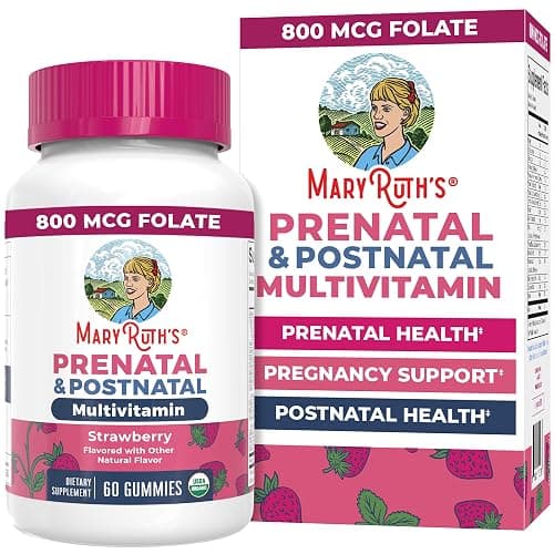 MaryRuth Organics Prenatal Vitamins for Women | USDA Organic Prenatal Gummies | Postnatal Vitamins for Women Breastfeeding | Methylfolate 800 mcg DFE | Iodine | Vegan | Non GMO | 30 Servings - Image 1