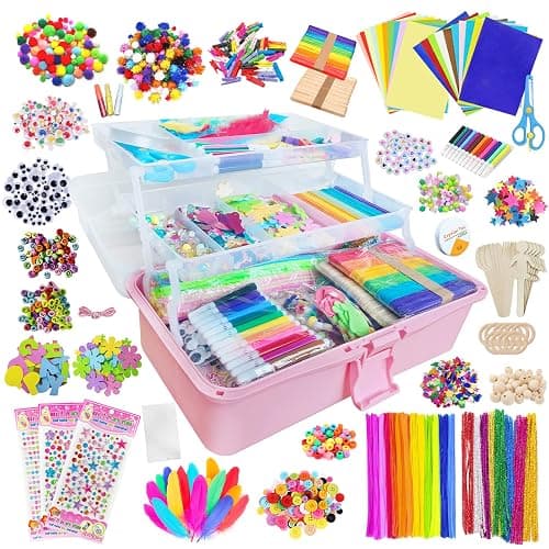 Itopstar 3000 Kids Arts and Crafts Supplies for Kids Crafting Supply in 3 Layered Plastic Art Box All in One Ages 8 9 10 11 & 12 Year Old Girls & Boys Crafting Supply Set - Image 1