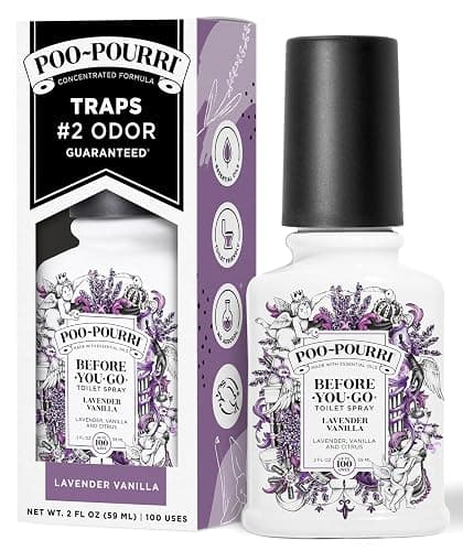 Poo-Pourri Before-You-Go Toilet Spray, Lavender Vanilla, 2 Fl Oz, Up to 100 Uses, Bathroom Odor Deodorizer with Essential Oils for Home or Work, Travel Essentials, TSA Approved Size - Image 1