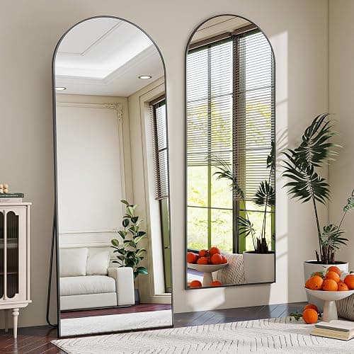 Riskioir 56" x 21" Arch Full Length Mirror - Floor Full Body Mirror with Aluminum Frame - Standing, Leaning or Hanging, for Bedroom, Living Room, Black - Image 1
