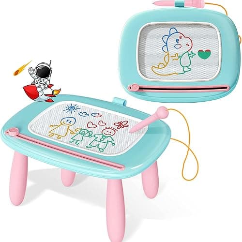 Kikidex Magnetic Drawing Board, Gifts for 1 2 3 Year Old Toddlers Birthday, Entertainment Toys for Kids, Doodle Board for Preschool Learning and Educational Erasable Sketching Pad(Light Mint Blue) - Light Mint Blue - Image 1