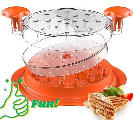 Chicken Shredder with Removable Plate - Manual Meat Shredder Tool with Transparent Lid & Cleaning Brush, Dishwasher Safe Kitchen Gadget for Shredding Chicken, Pork, Beef, Pulled Pork(Orange) - Image 1