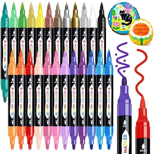 TBC The Best Crafts 24 Colors Dual Tip Acrylic Paint Markers,Waterproof, Non-Toxic, odorless, Suitable for Paper, Pottery, Stones, Backpacks, Glass (24 Colors) - Image 1