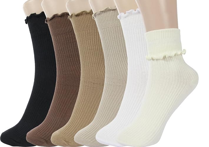 BomKinta Ruffle Socks Women - Turn-Cuff Frilly Sock - Lightweight Cotton Sock - Athletic Crew Socks Gifts - Image 1