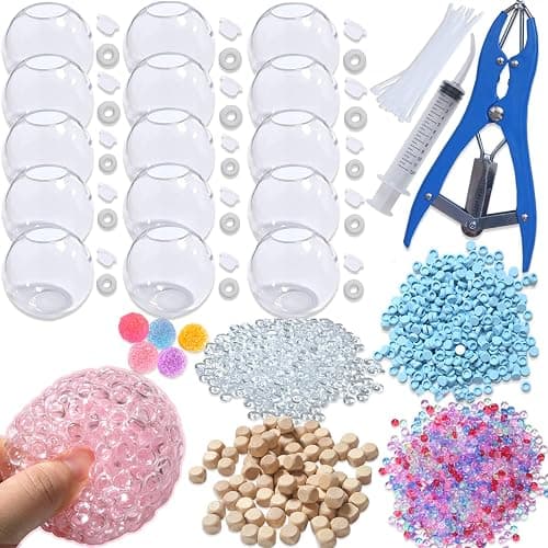 DIY Stress Ball Making Kit with Filler-15PCS Stress Ball Making Kit Stress Balls, Transparent Blank Skins with Air Pump & Expander Tool for Pressure Squishy Balls for Adult (15PC, Style A) - Image 1