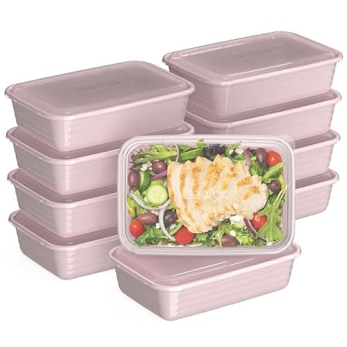 Bentgo Prep Meal Prep Containers with Lids, 20 Piece, PFAS & BPA-Free | 4-Cup Capacity, Portion Control, Stackable, Microwave, Freezer & Dishwasher-Safe, Reusable (Blush Pink) - Image 1